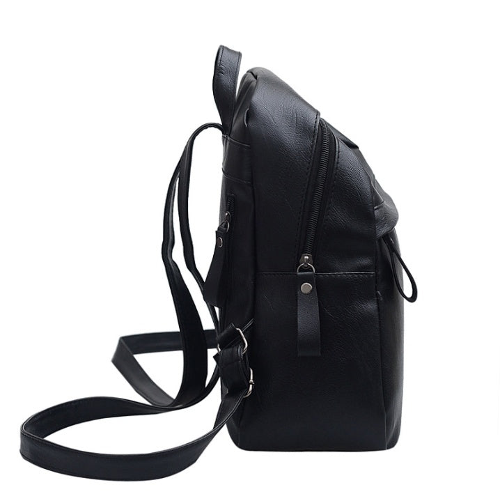 High Quality PU Leather Women Backpack Fashion Solid School Bags For Teenager Girls Large Capacity Casual Women Black Backpacks