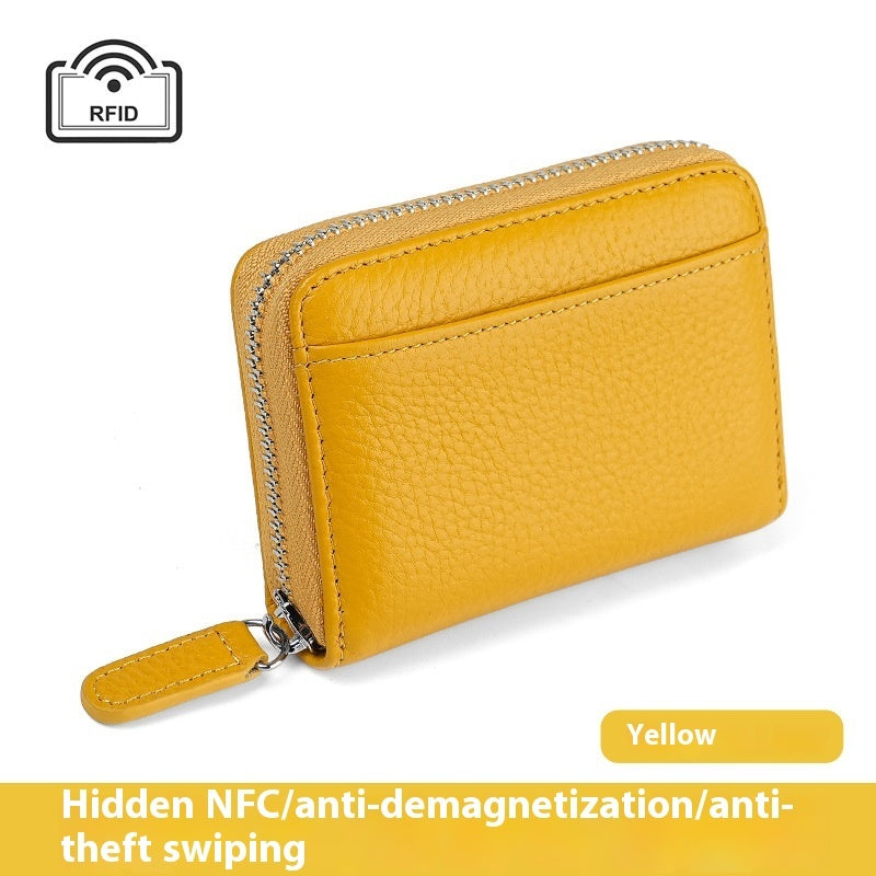 RFID Genuine Leather Card Wallet Men Women Purse With Coin Pocket Zipper Credit Card Holder Small Wallets Bags For 2025