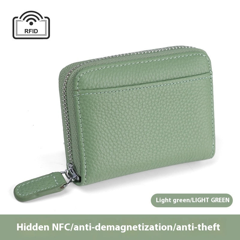 RFID Genuine Leather Card Wallet Men Women Purse With Coin Pocket Zipper Credit Card Holder Small Wallets Bags For 2025