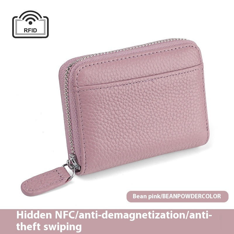 RFID Genuine Leather Card Wallet Men Women Purse With Coin Pocket Zipper Credit Card Holder Small Wallets Bags For 2025